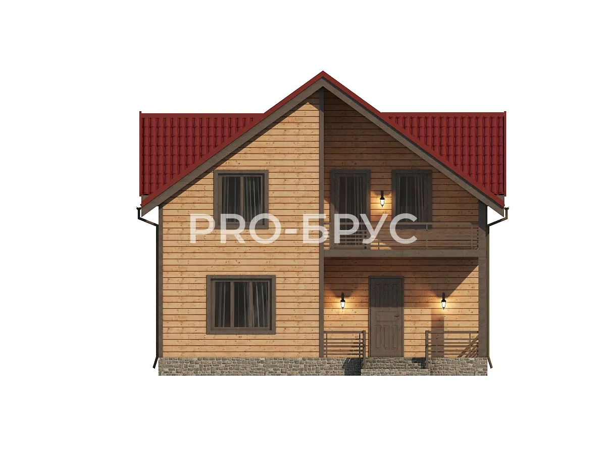 Проект дома из бруса - 9х10 - «Кострома» - 135 м² - вид спереди