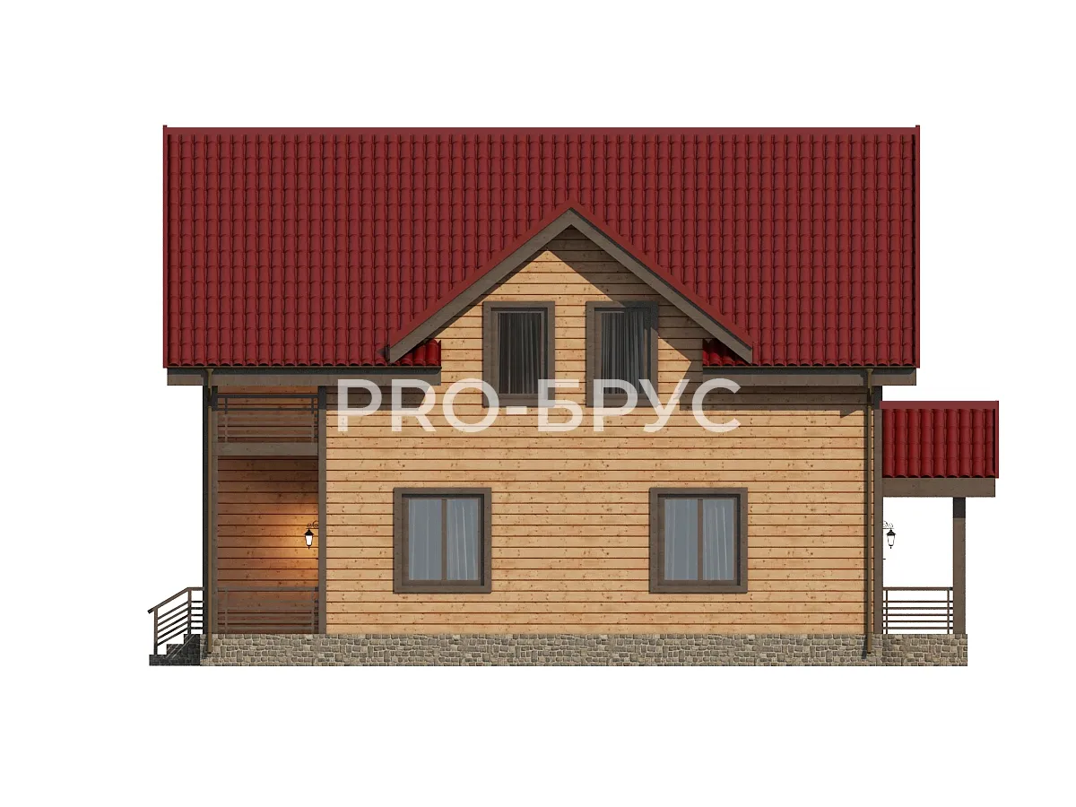 Проект дома из бруса - 9х10 - «Балашиха» - 135 м² - вид справа