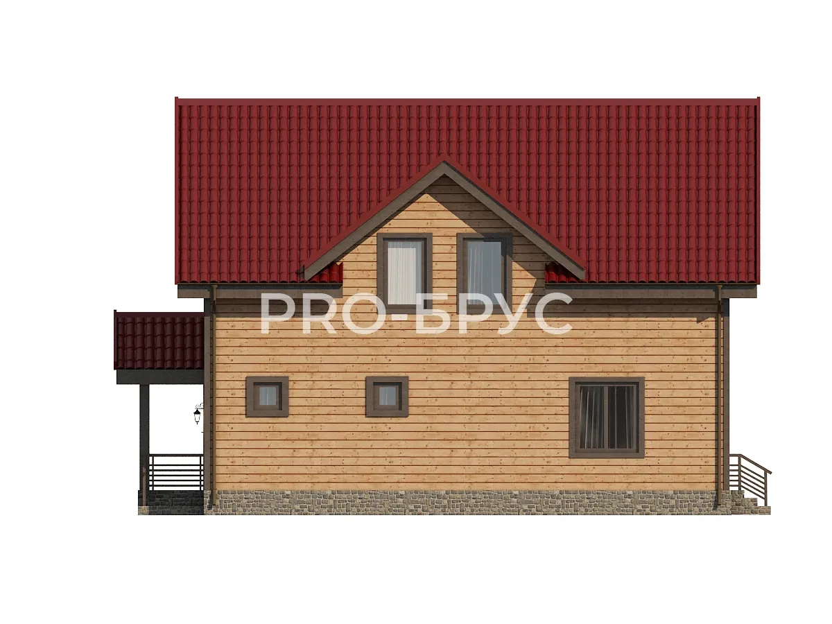 Проект дома из бруса - 9х10 - «Кострома» - 135 м² - вид слева