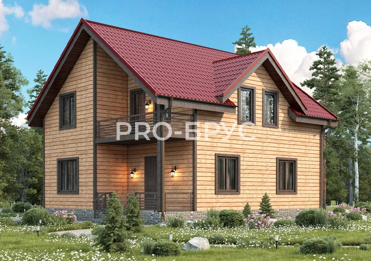 Проект дома из бруса - 9х10 - «Кострома» - 135 м² - главный вид