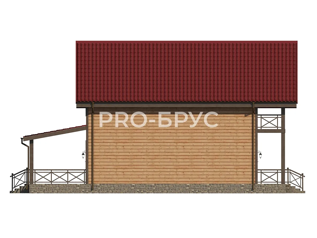 Проект дома из бруса - 9х13 - «Волгореченск» - 150 м² - вид справа