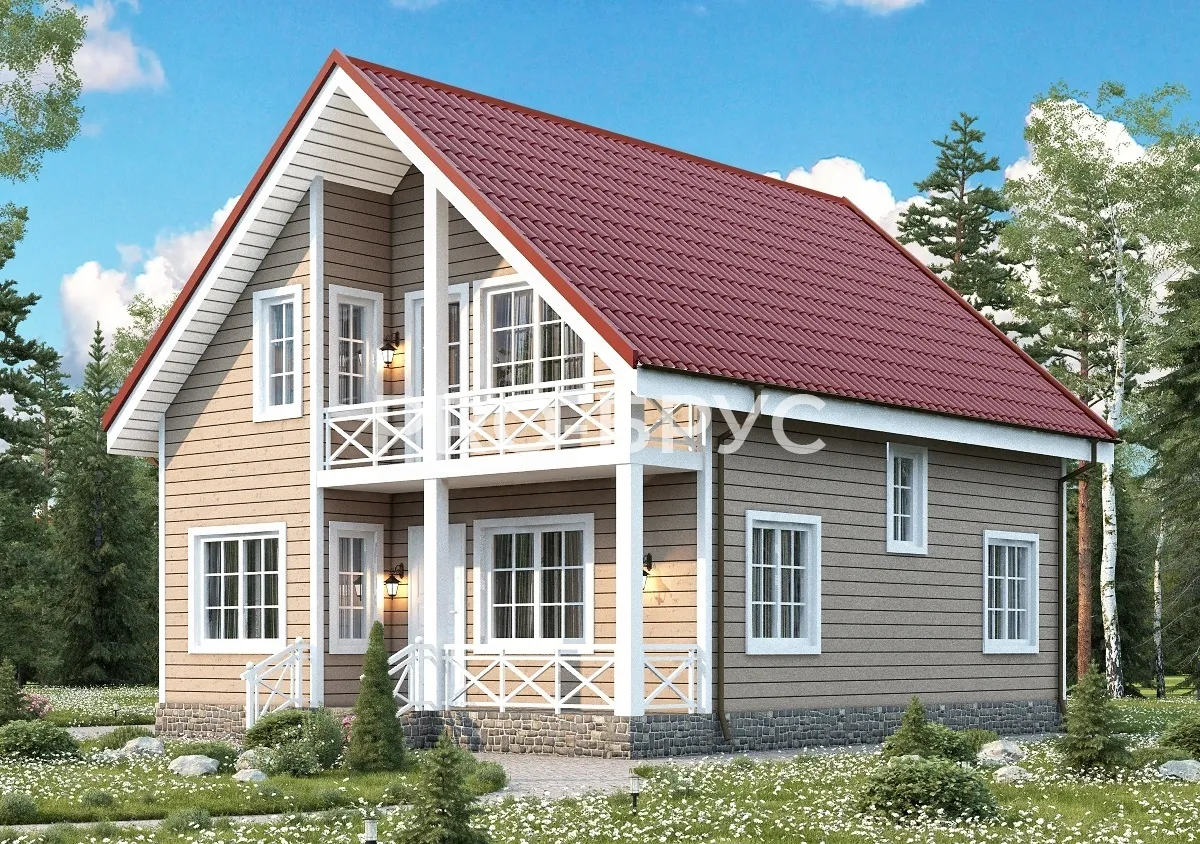 Проект дома из бруса - 9х9 - «Галич» - 118 м² - главный вид
