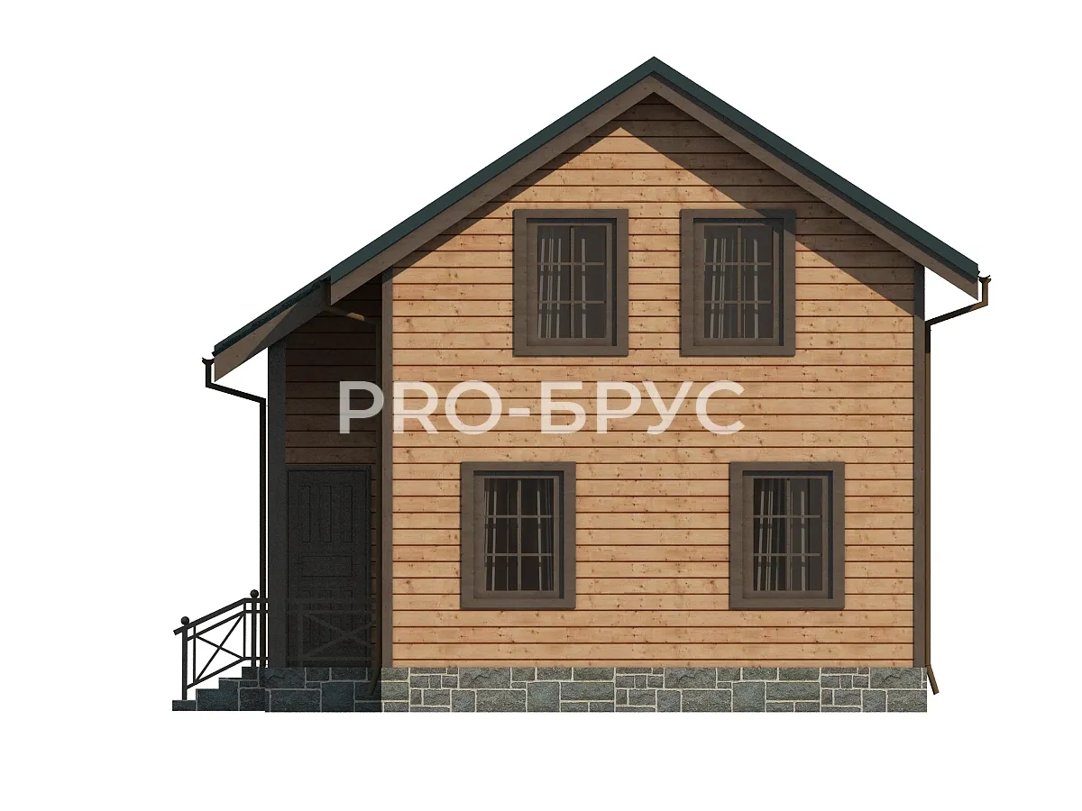Проект дома из бруса - 6х8 - «Королёв» - 80 м² - вид спереди