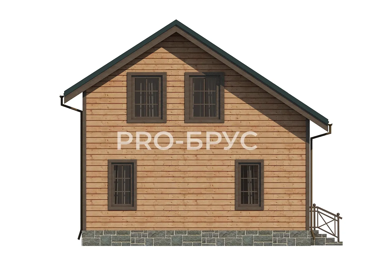 Проект дома из бруса - 6х8 - «Мантурово» - 80 м² - вид сзади