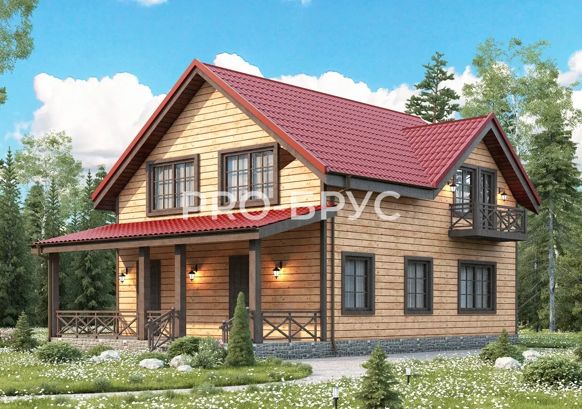 Проект дома из бруса - 8х12 - «Нерехта» - 141 м² - главный вид