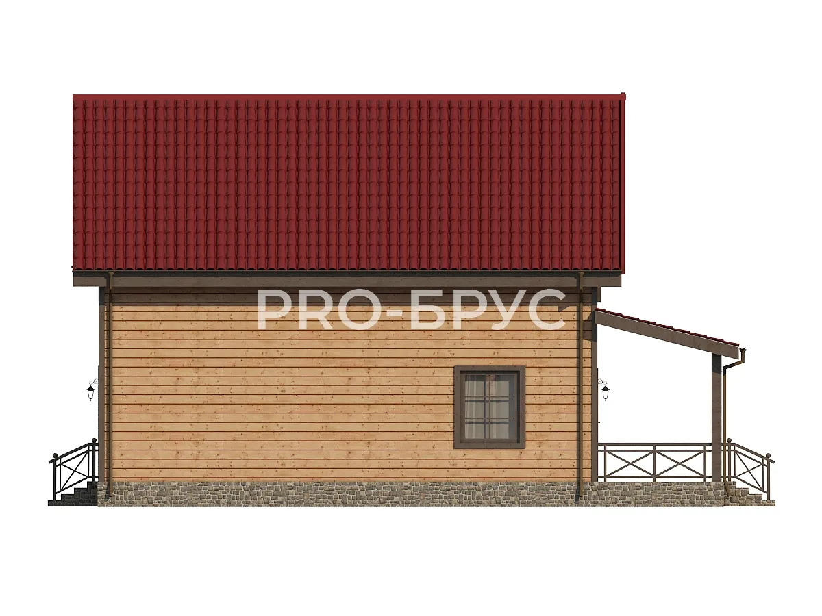 Проект дома из бруса - 8х12 - «Нерехта» - 141 м² - вид справа