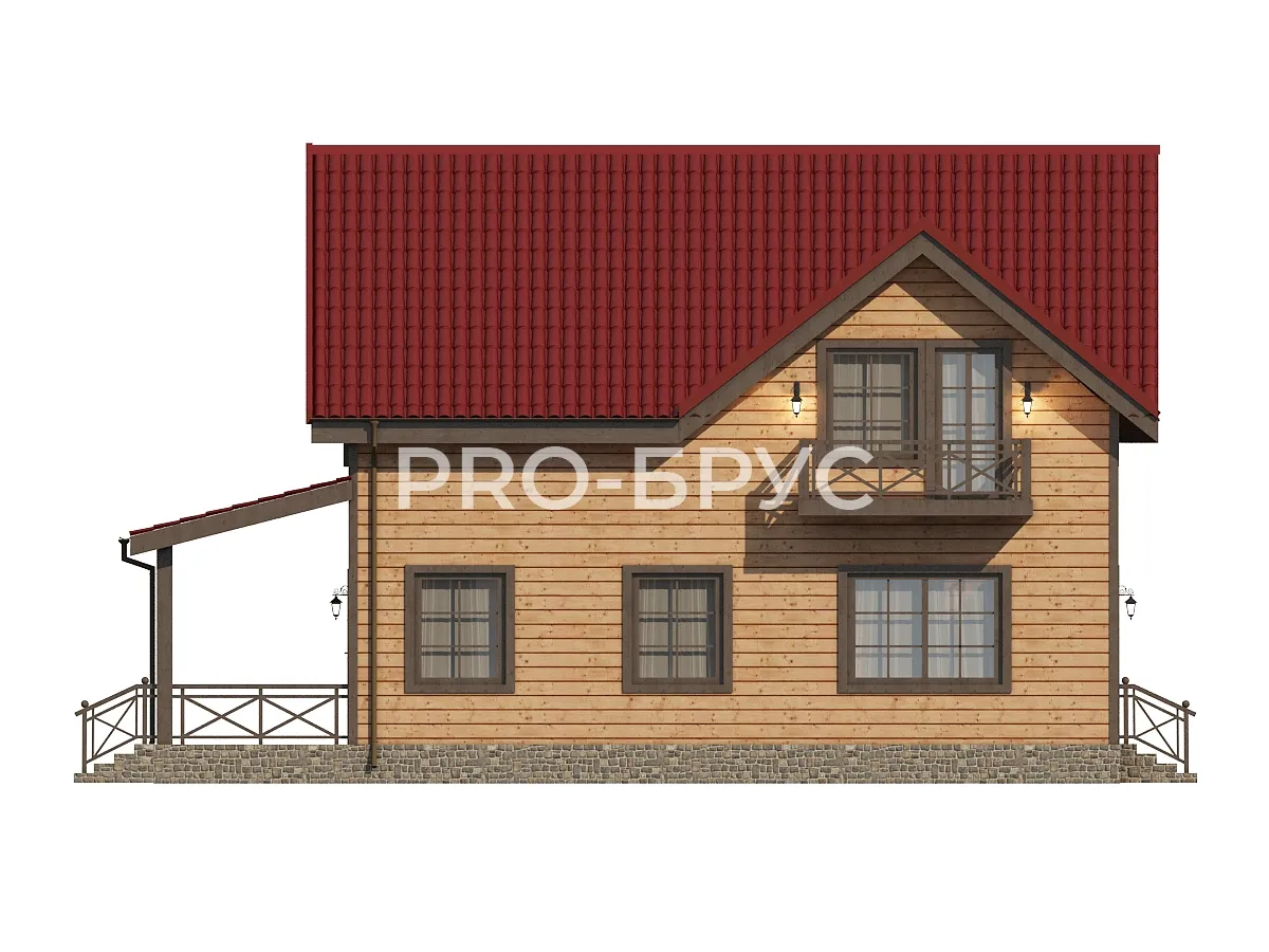 Проект дома из бруса - 8х12 - «Нерехта» - 141 м² - вид слева