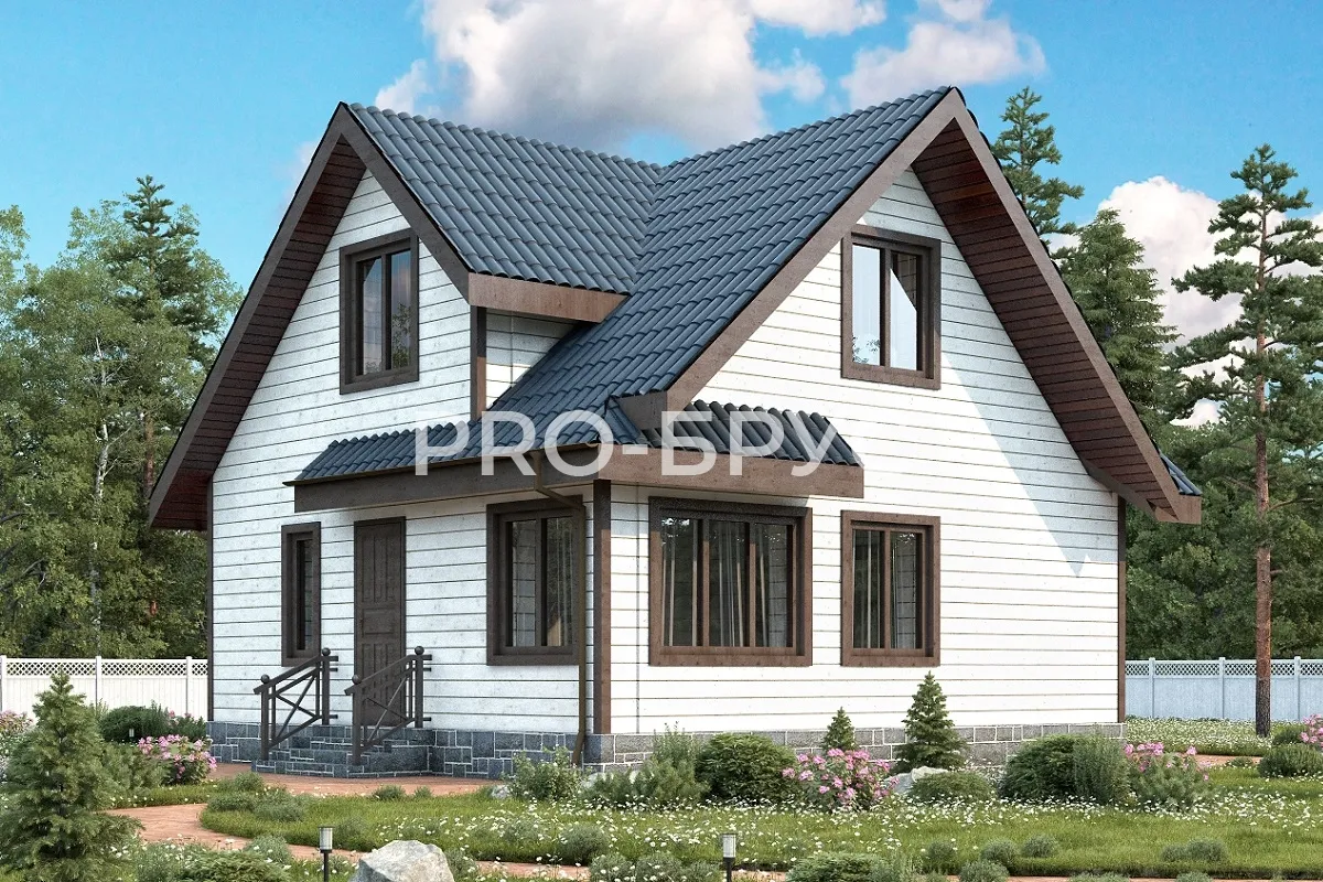 Проект дома из бруса - 7х8 - «Нея» - 100 м² - главный вид