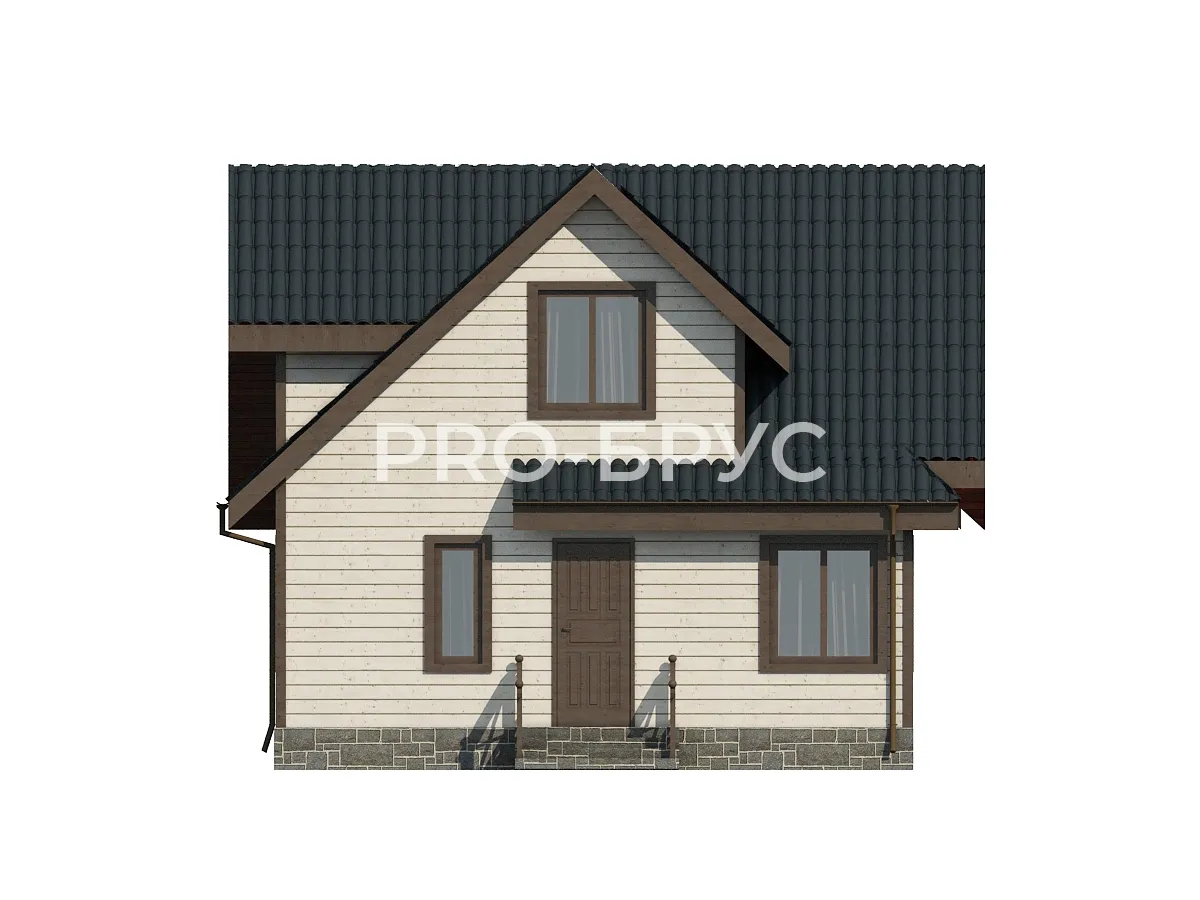 Проект дома из бруса - 7х8 - «Электросталь» - 100 м² - вид спереди