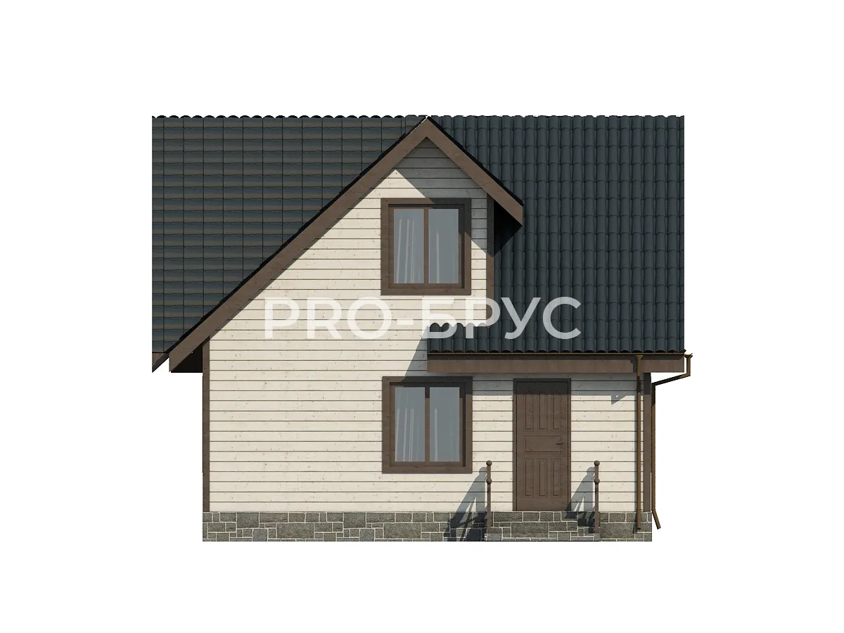 Проект дома из бруса - 7х8 - «Нея» - 100 м² - вид справа