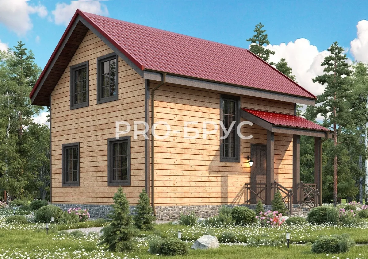 Проект дома из бруса - 8х8 - «Солигалич» - 124 м² - главный вид