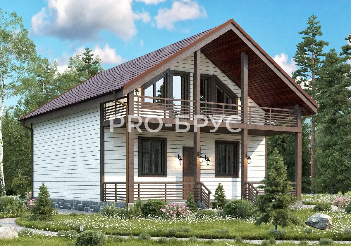 Проект дома из бруса - 9х11 - «Кологрив» - 140 м² - главный вид