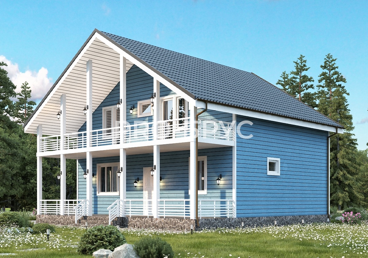 Проект дома из бруса - 11х11 - «Раменское» - 165 м² - главный вид
