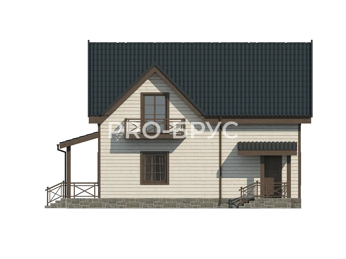 Проект дома из бруса - 10х12 - «Орехово-Зуево» - 175 м² - вид слева
