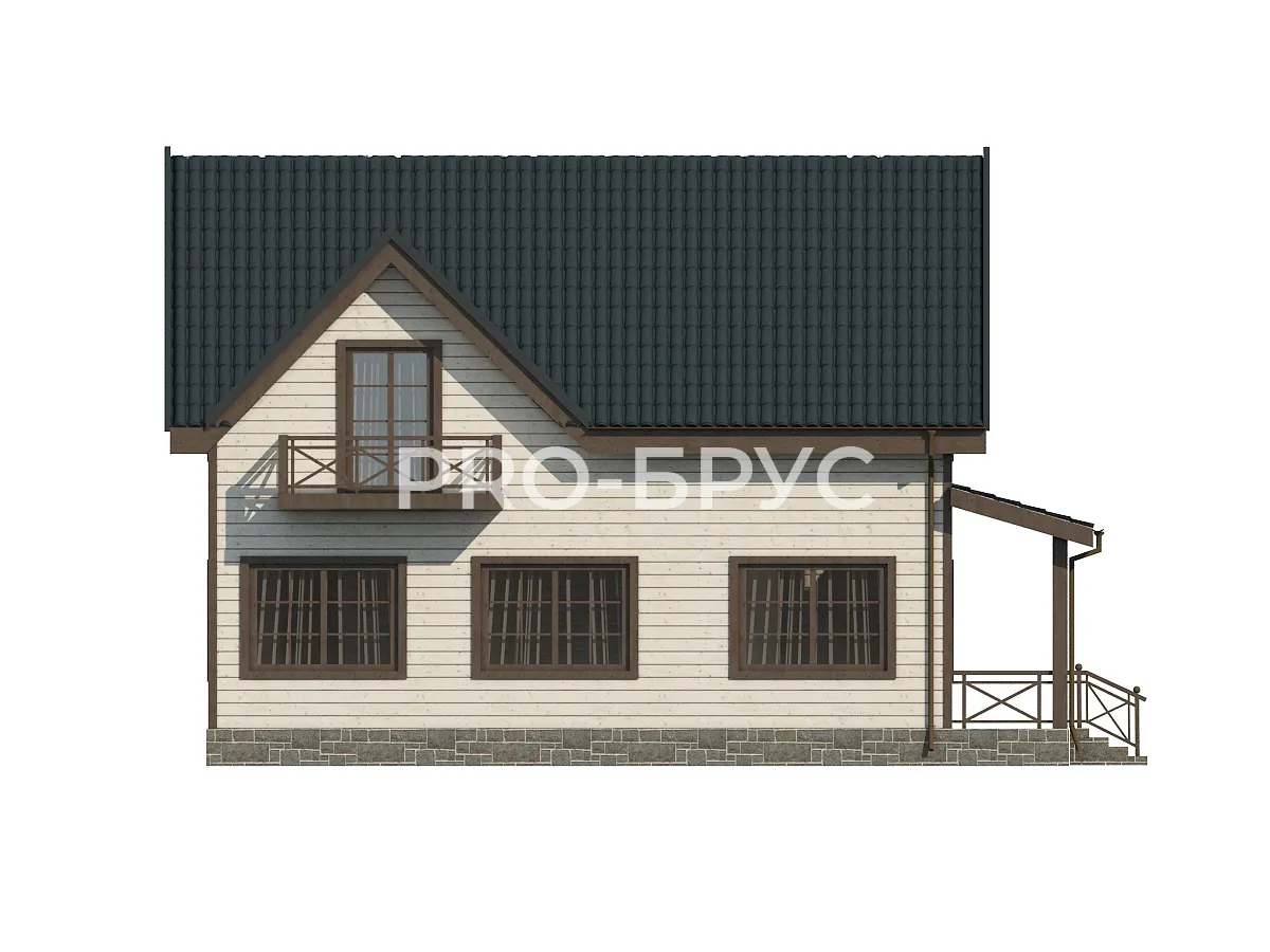 Проект дома из бруса - 10х12 - «Орехово-Зуево» - 175 м² - вид справа