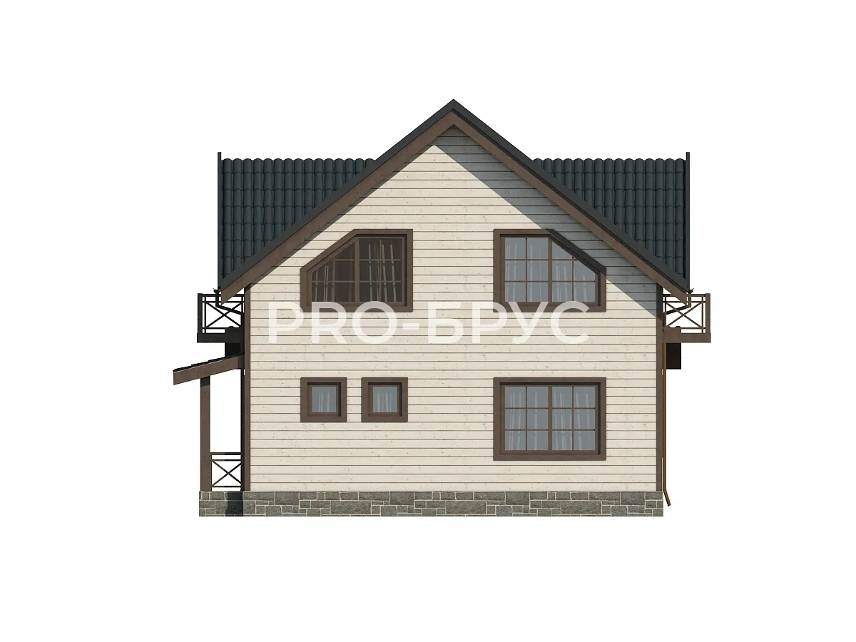 Проект дома из бруса - 10х12 - «Островское» - 175 м² - вид сзади