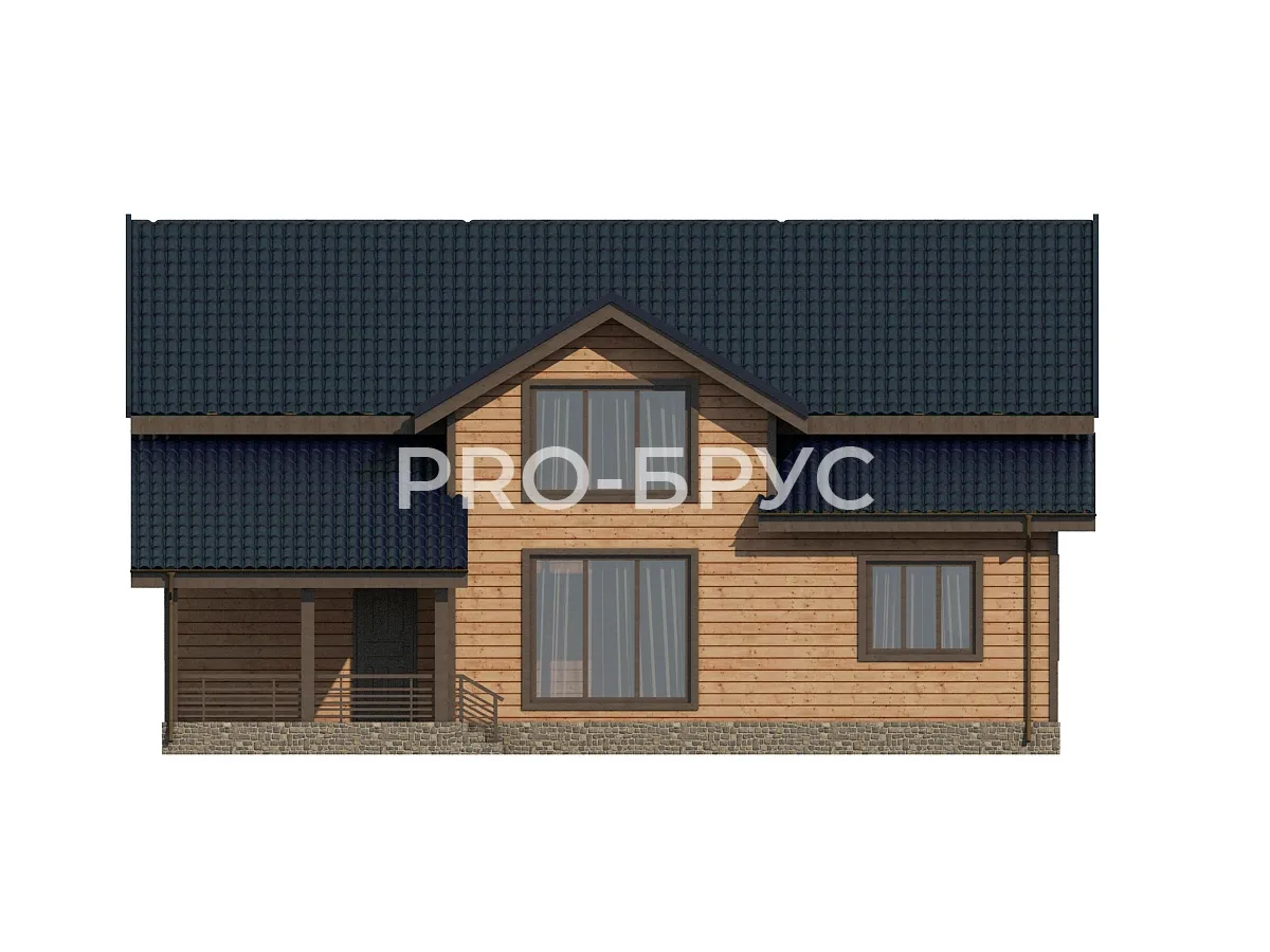 Проект дома из бруса - 13х13 - «Судиславль» - 256 м² - вид слева