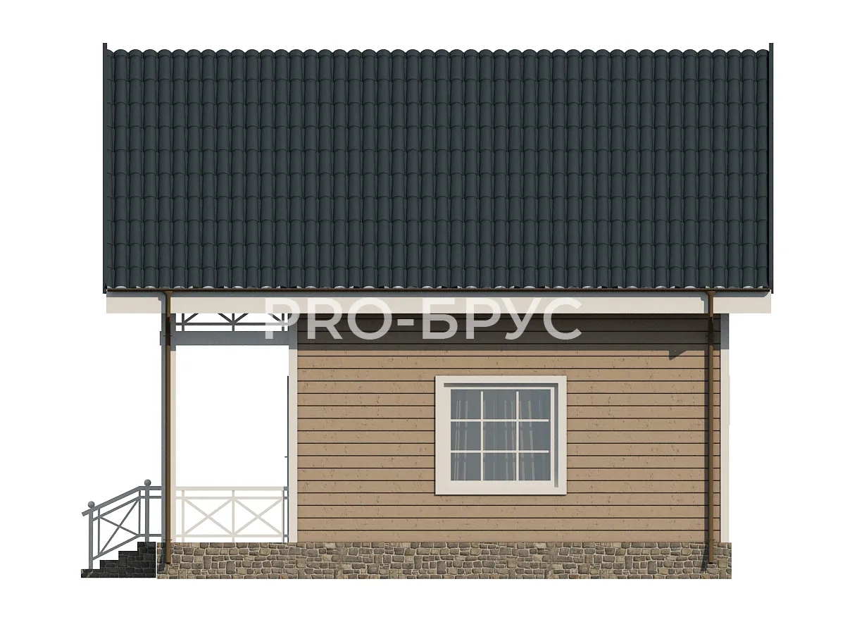 Проект дома из бруса - 5х7 - «Реутов» - 66 м² - вид справа