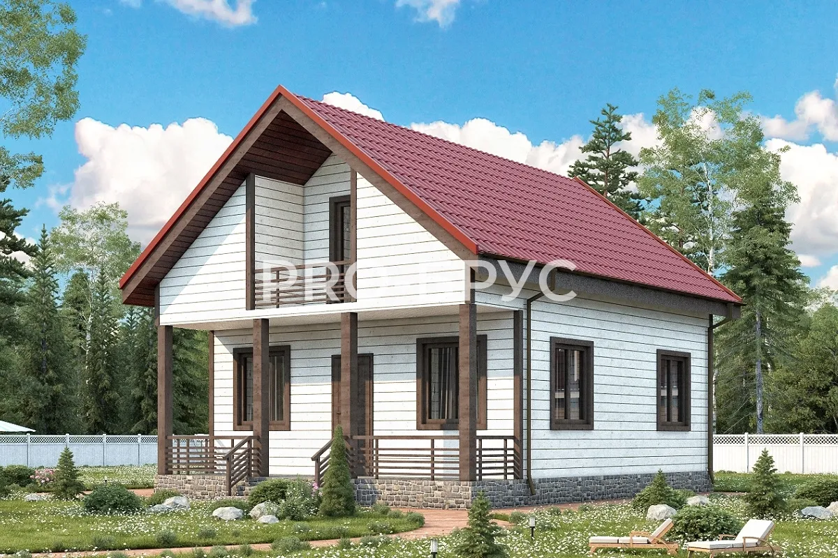 Проект дома из бруса - 8х9 - «Сергиев Посад» - 87 м² - главный вид