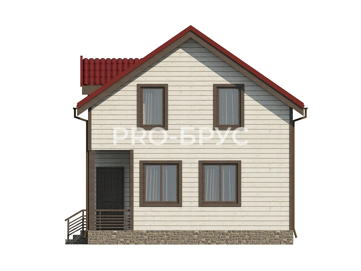Проект дома из бруса - 9х7 - «Воскресенск» - 106 м² - вид спереди