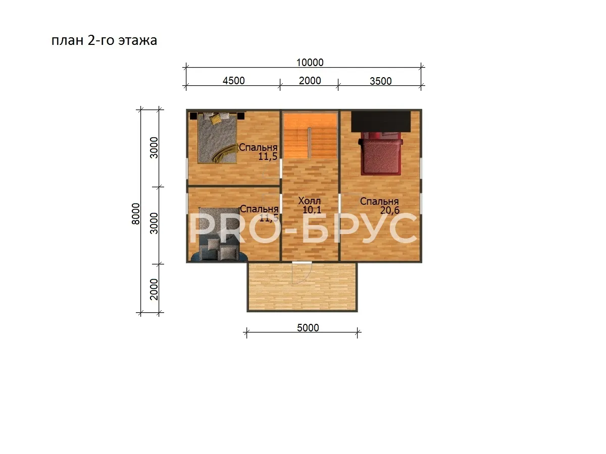 Проект дома из бруса - 10х8 - «Боговарово» - 112 м² - планировка первого этажа