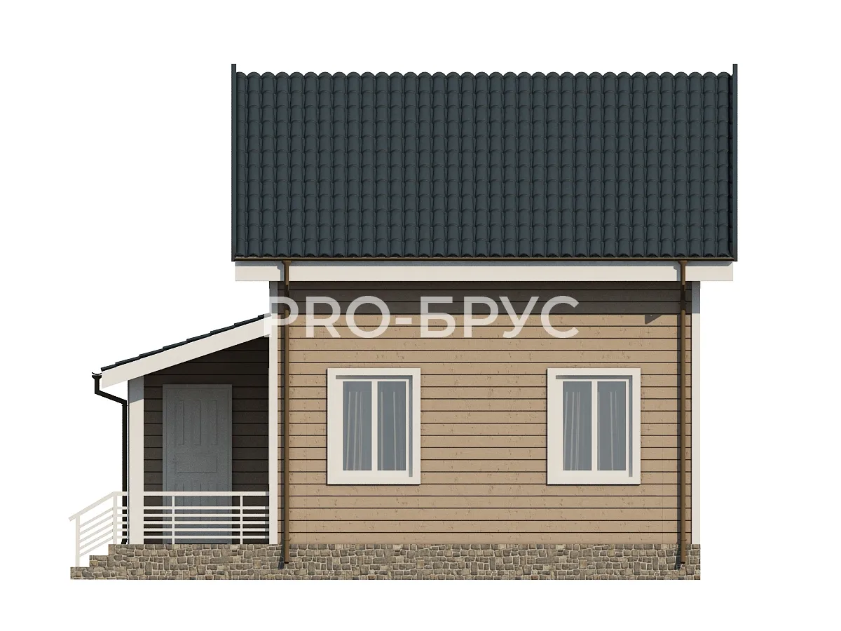 Проект дома из бруса - 7х8 - «Чистые Боры» - 80 м² - вид слева