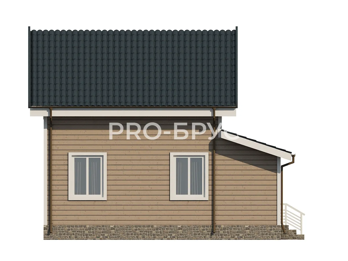 Проект дома из бруса - 7х8 - «Чистые Боры» - 80 м² - вид справа