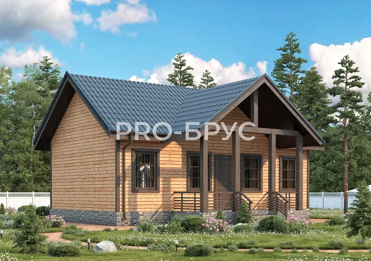 Проект дома из бруса - 10х8 - «Дмитров» - 65 м² - главный вид