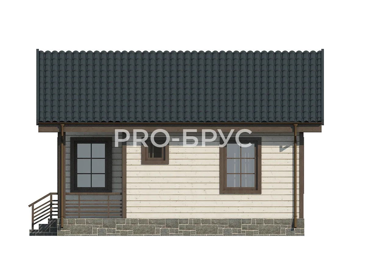 Проект дома из бруса - 7х7 - «Минское» - 49 м² - вид слева