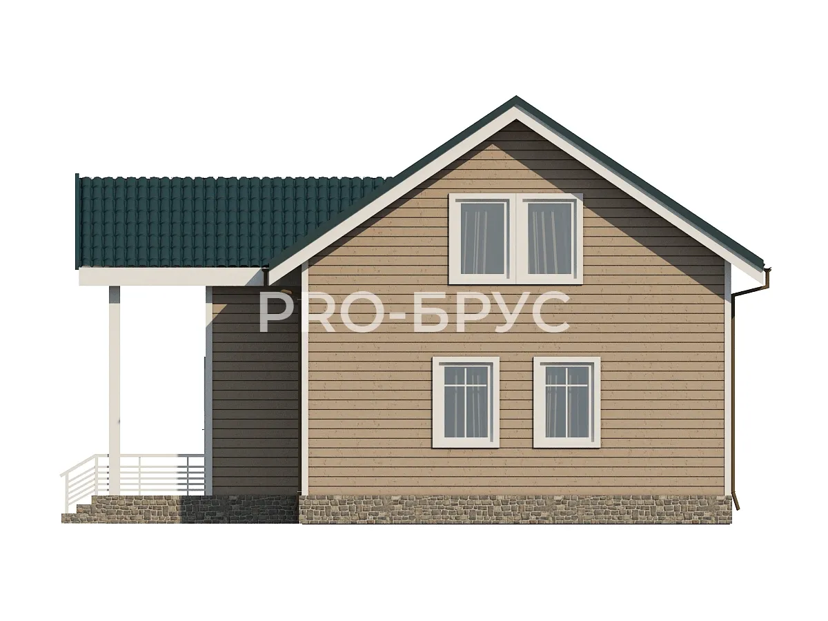 Проект дома из бруса - 7х9 - «Апраксино» - 76 м² - вид слева
