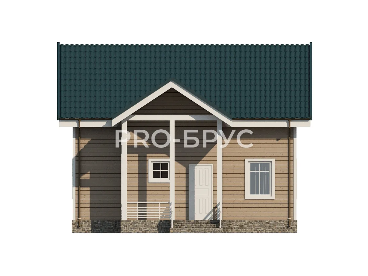 Проект дома из бруса - 7х9 - «Апраксино» - 76 м² - вид спереди