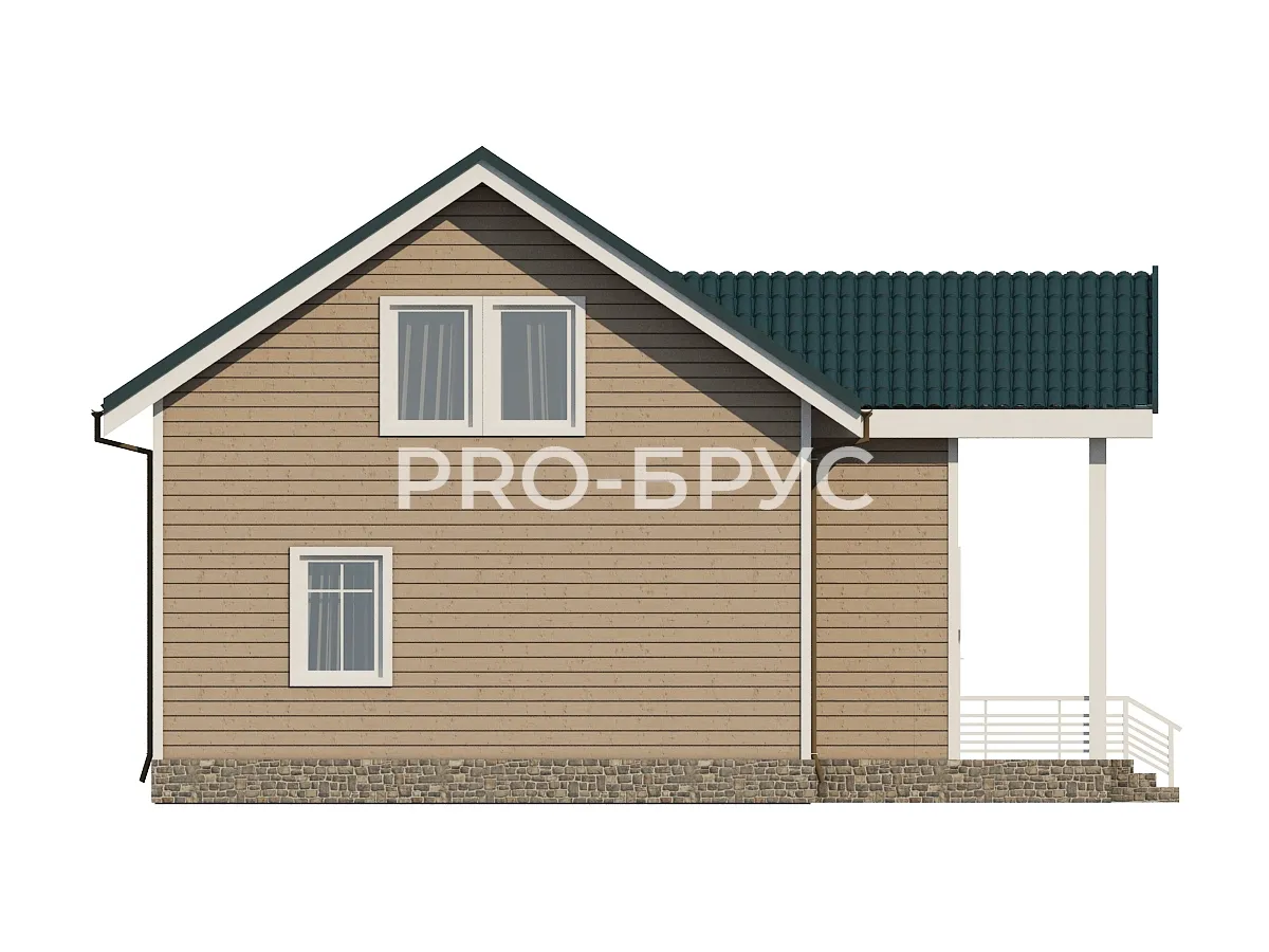 Проект дома из бруса - 7х9 - «Апраксино» - 76 м² - вид справа