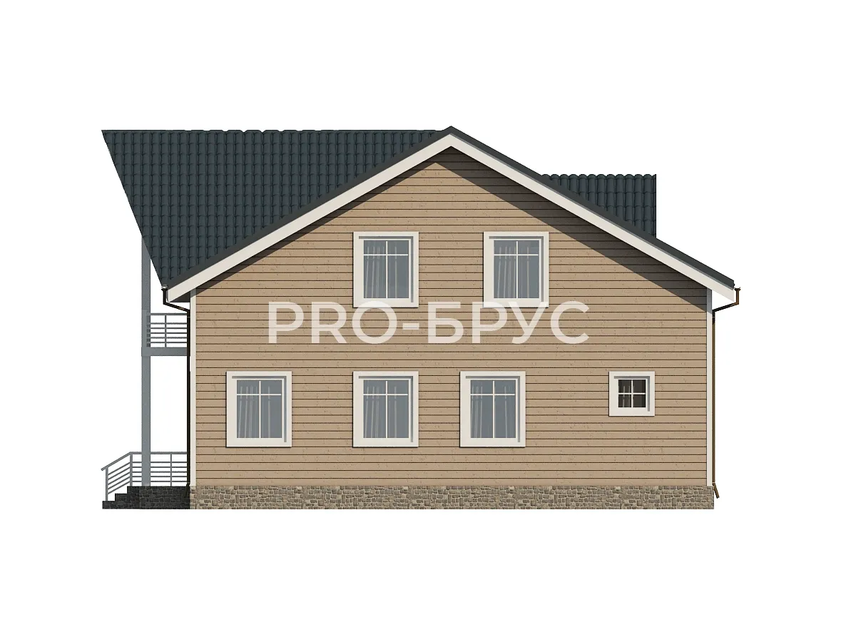 Проект дома из бруса - 9х10 - «Саметь» - 146 м² - вид слева