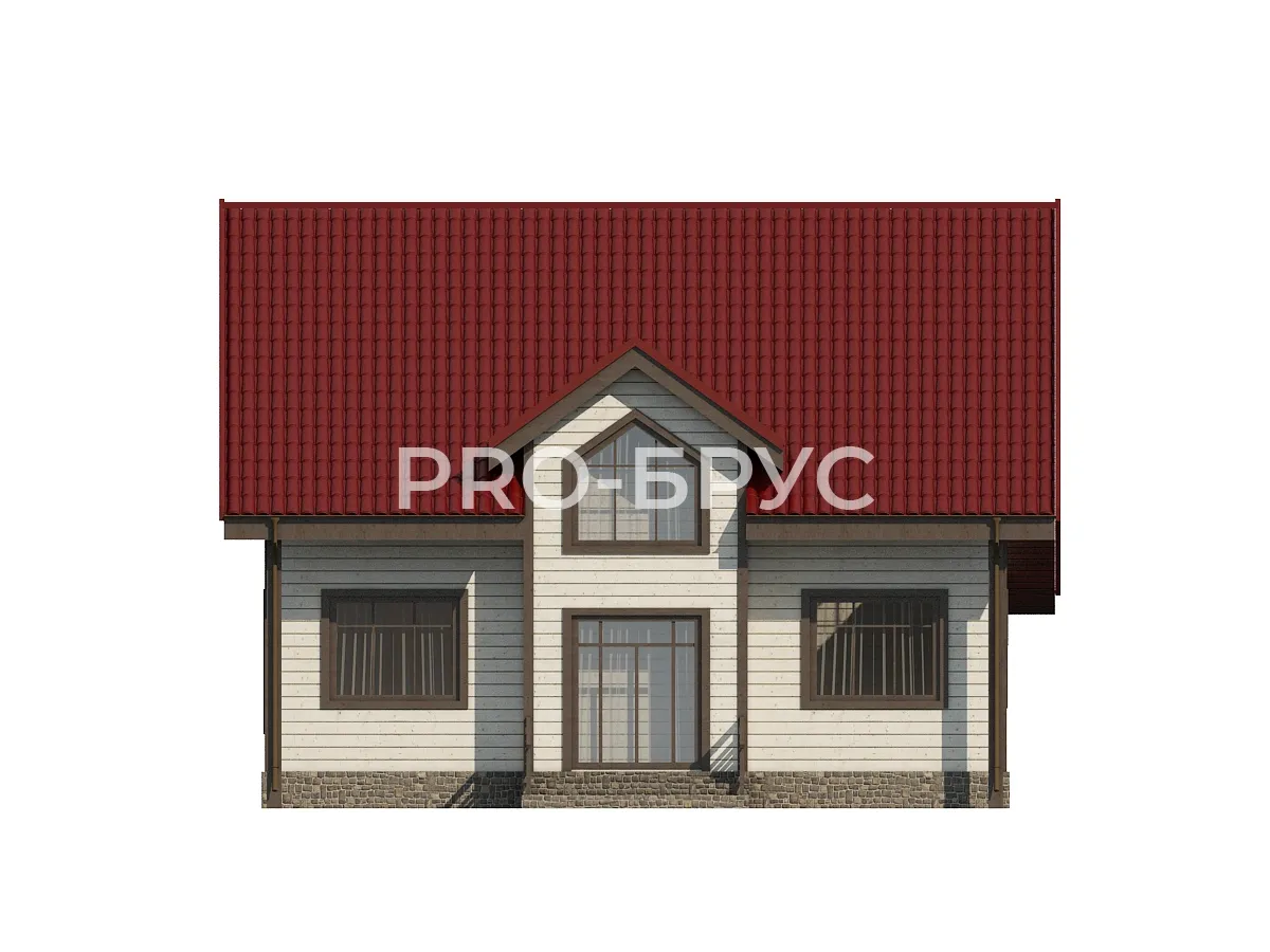 Проект дома из бруса - 10х12 - «Павловский Посад» - 159 м² - вид спереди