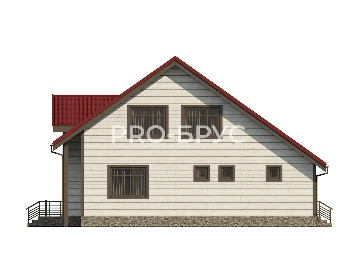 Проект дома из бруса - 10х12 - «Сандогора» - 159 м² - вид справа