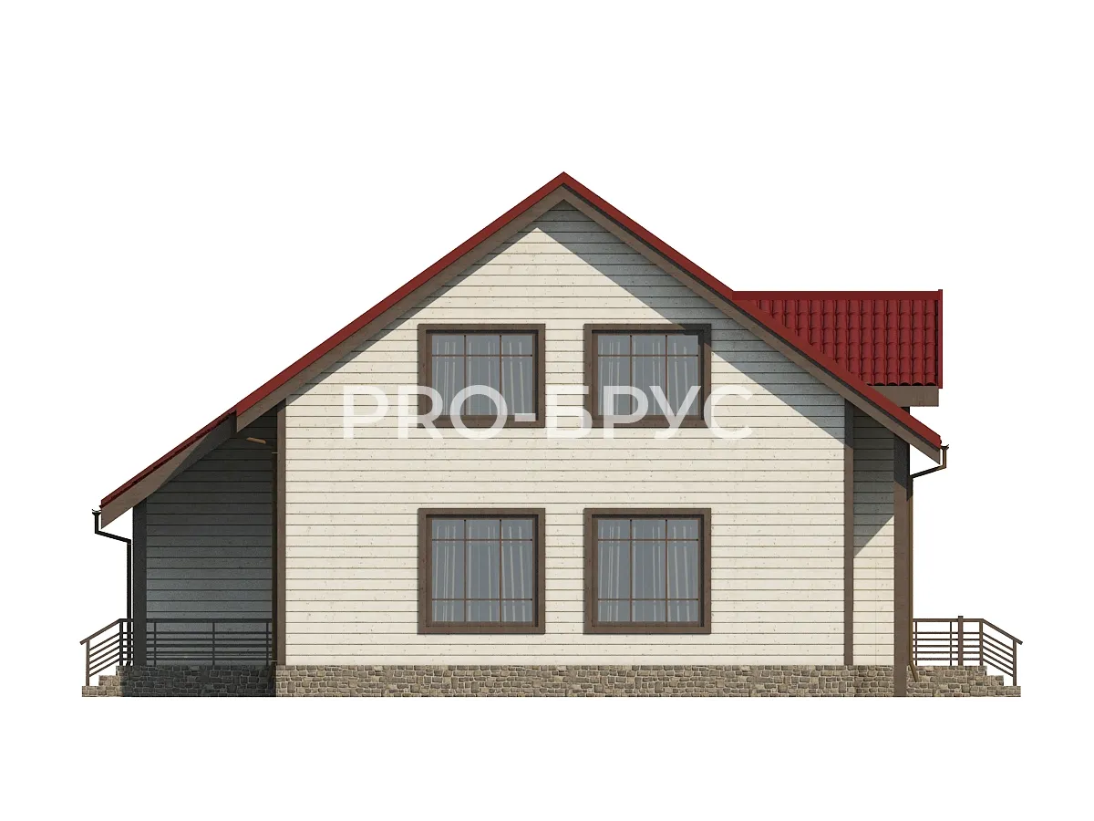 Проект дома из бруса - 10х12 - «Сандогора» - 159 м² - вид слева