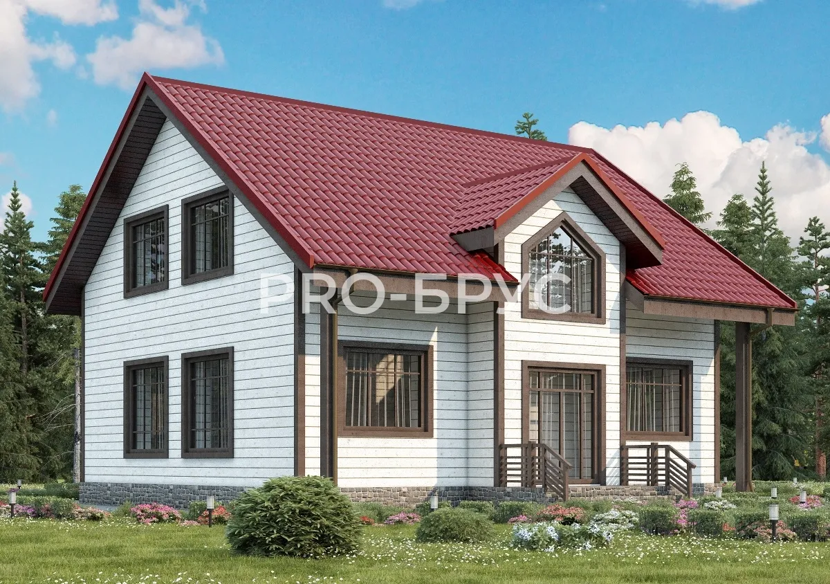 Проект дома из бруса - 10х12 - «Сандогора» - 159 м² - главный вид