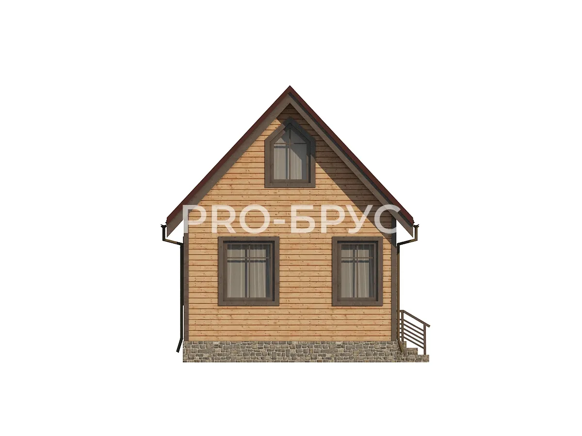 Проект дома из бруса - 5х7 - «Фрязино» - 68 м² - вид спереди
