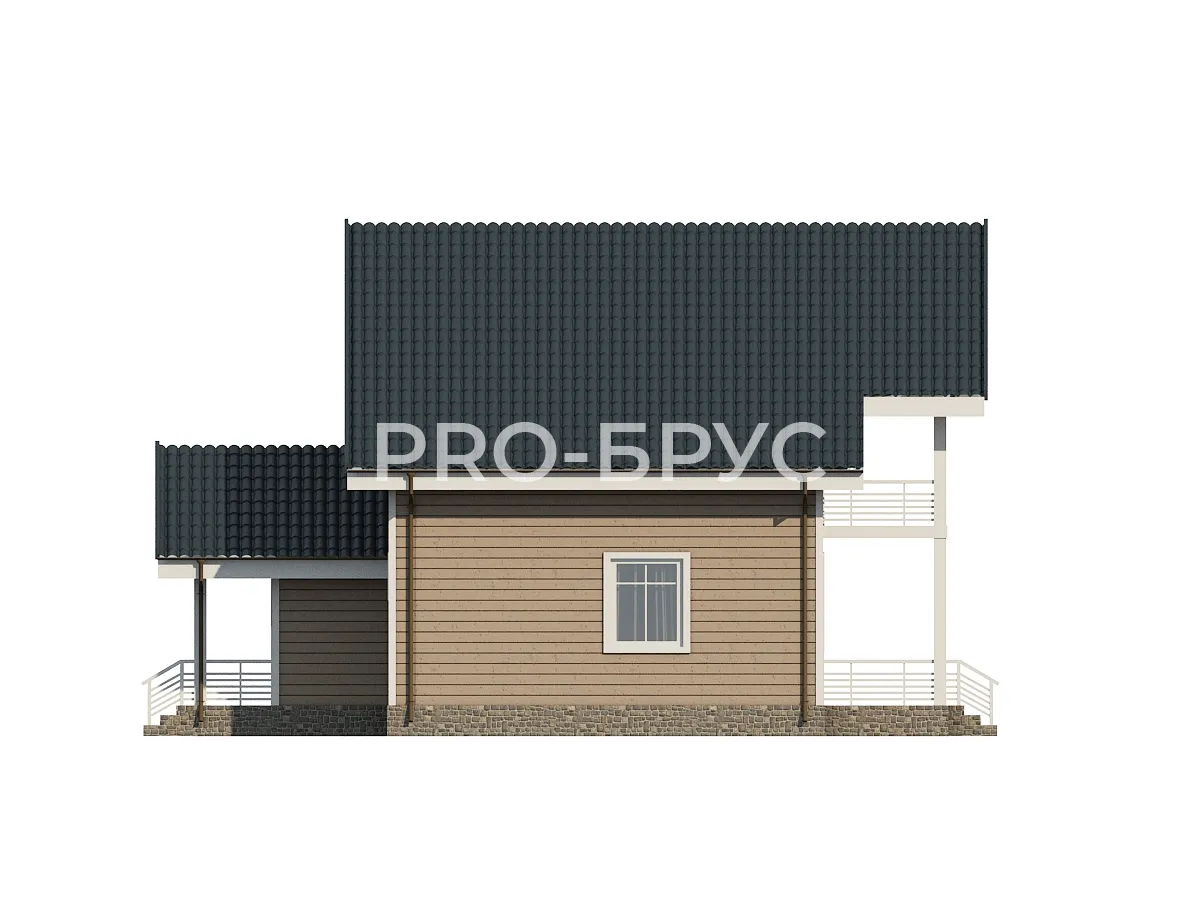 Проект дома из бруса - 12х12 - «Кузнецово» - 142 м² - вид справа