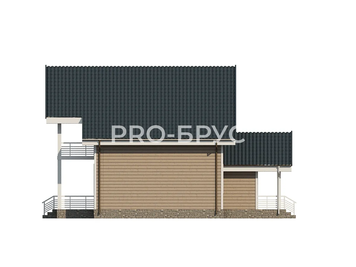 Проект дома из бруса - 12х12 - «Истра» - 142 м² - вид слева