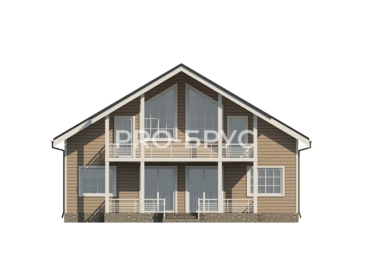 Проект дома из бруса - 12х12 - «Истра» - 142 м² - вид сзади