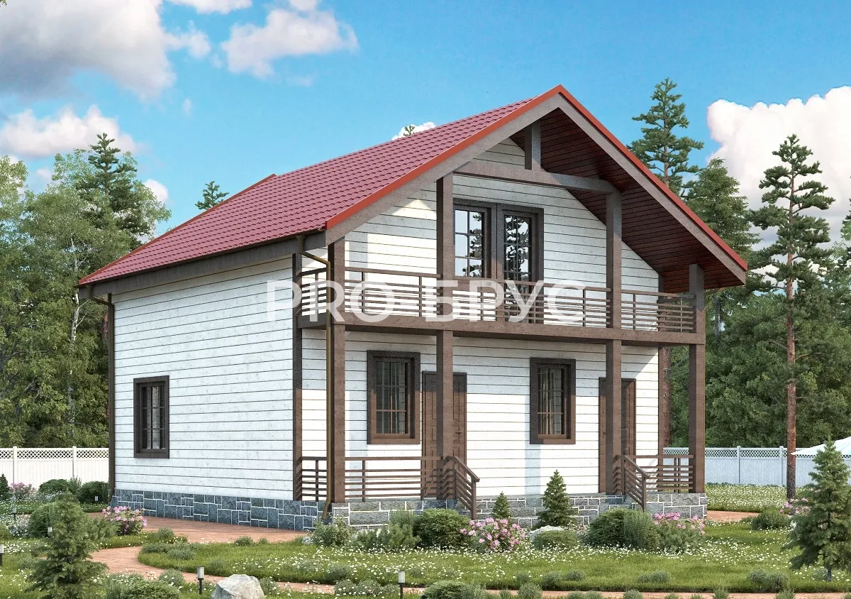 Проект дома из бруса - 8х9 - «Луховицы» - 115 м² - главный вид