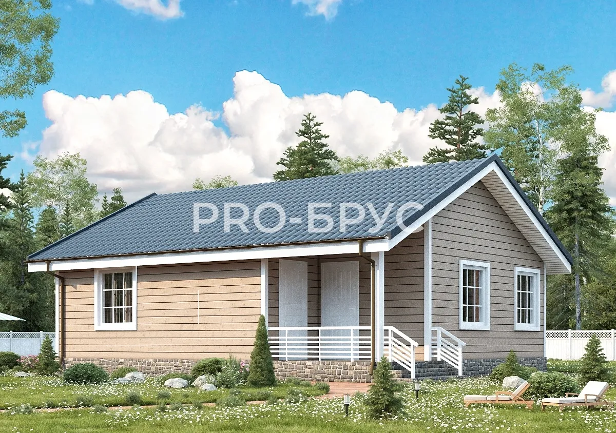 Проект дома из бруса - 8х10 - «Сидоровское» - 80 м² - главный вид
