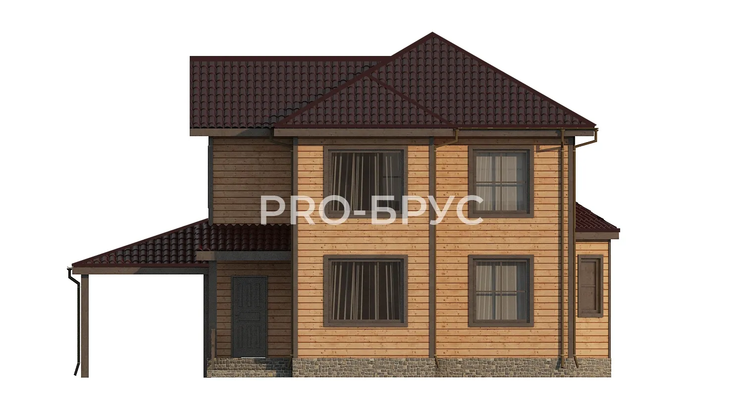 Проект дома из бруса - 9х14 - «Гридино» - 185 м² - вид спереди