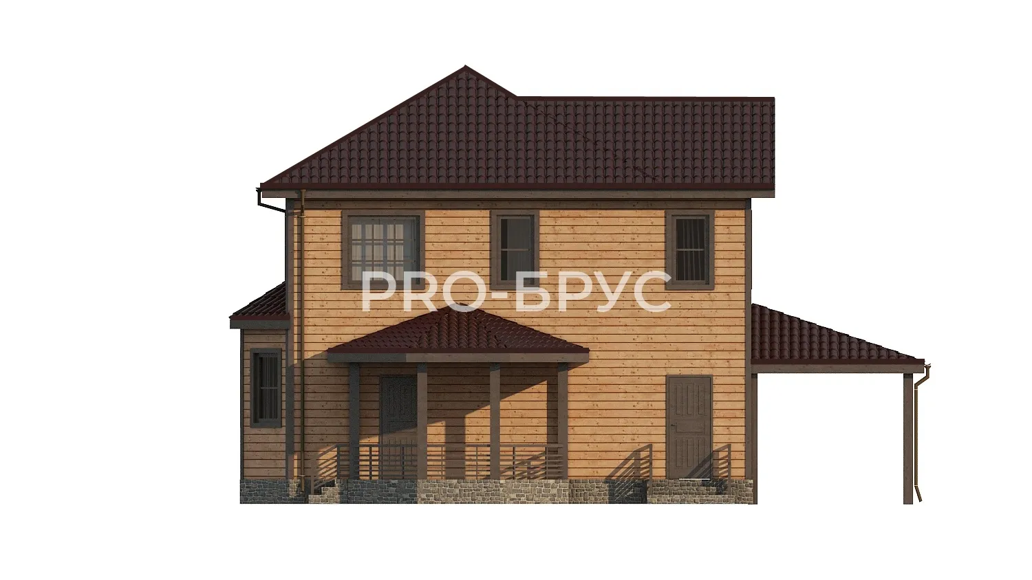 Проект дома из бруса - 9х14 - «Шатура» - 185 м² - вид сзади