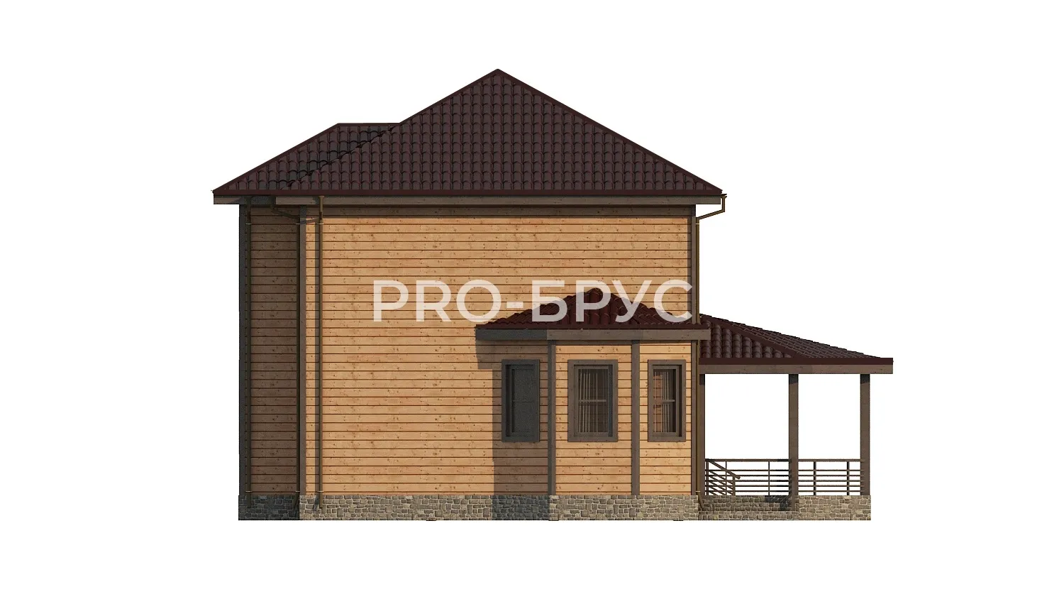 Проект дома из бруса - 9х14 - «Гридино» - 185 м² - вид слева