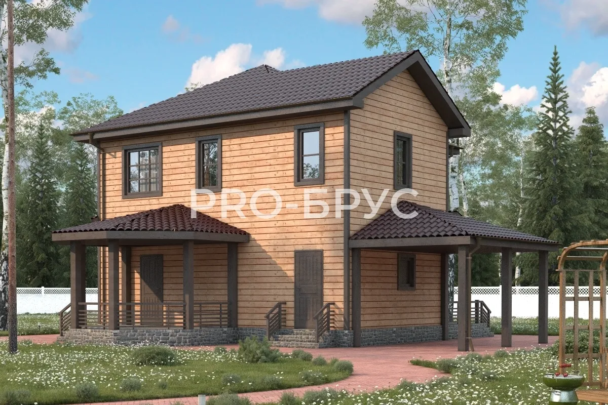 Проект дома из бруса - 9х14 - «Гридино» - 185 м² - главный вид