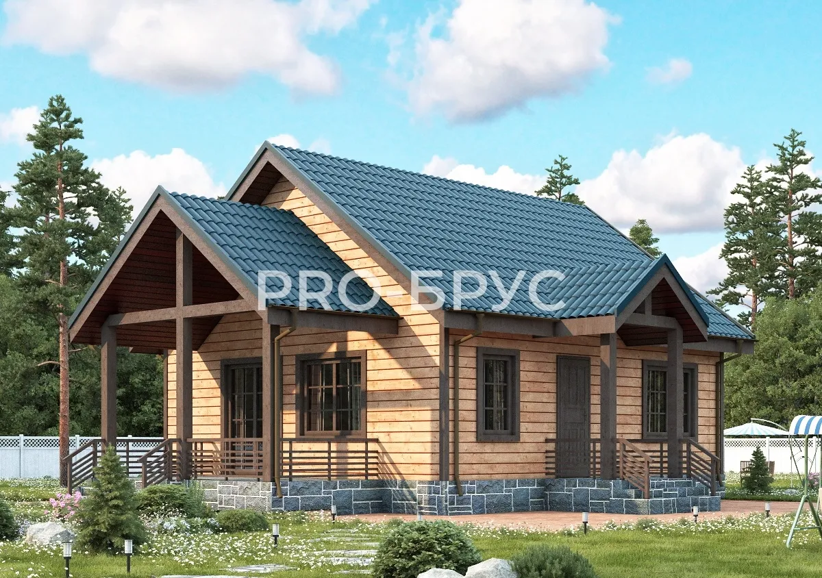 Проект дома из бруса - 9х11 - «Кузьмищи» - 100 м² - главный вид