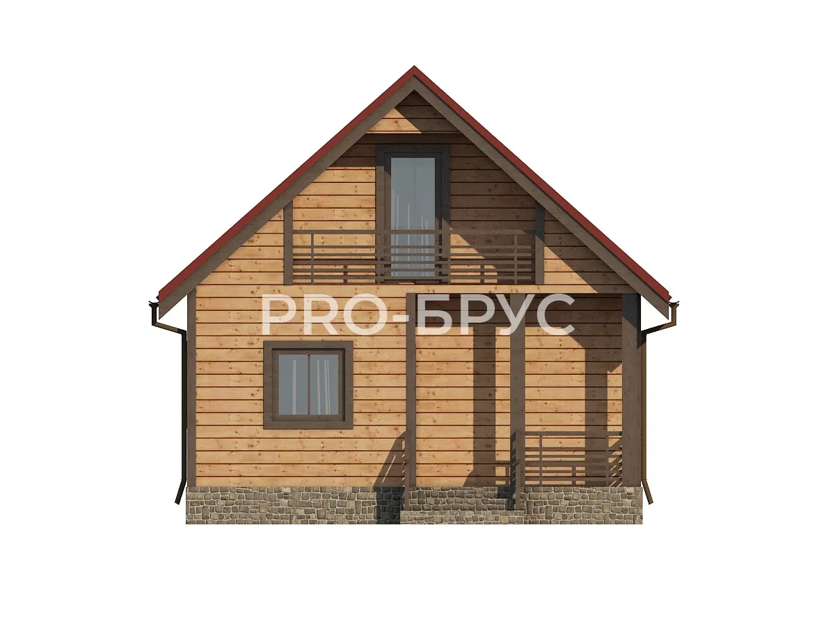 Проект дома из бруса - 6х7 - «Коровново» - 70 м² - вид спереди