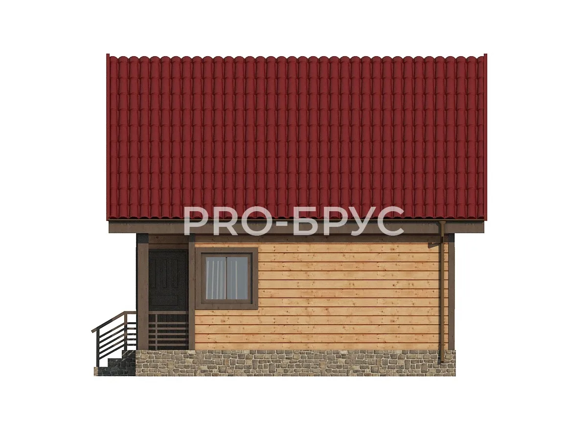 Проект дома из бруса - 6х7 - «Коровново» - 70 м² - вид справа